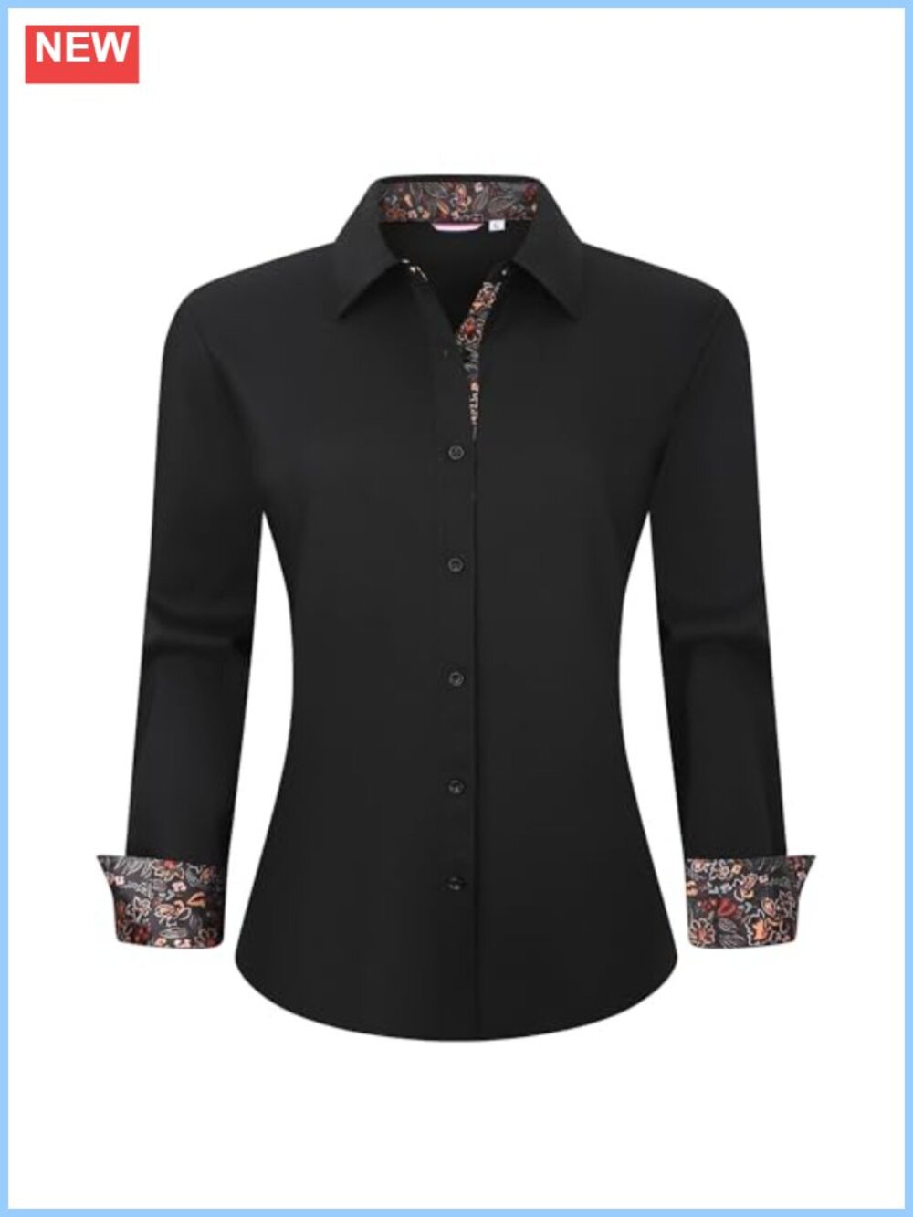 Women's Cotton Blend Button Down Long Sleeve Work Shirt